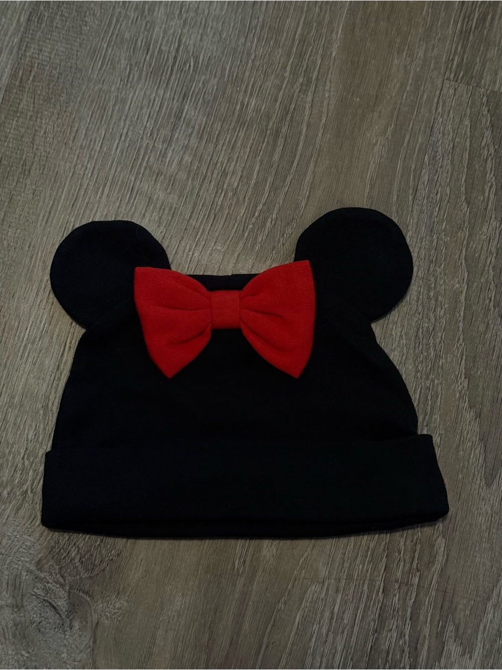 Disney Minnie Mouse Ears Black Kids Beanie Hat Red Bow